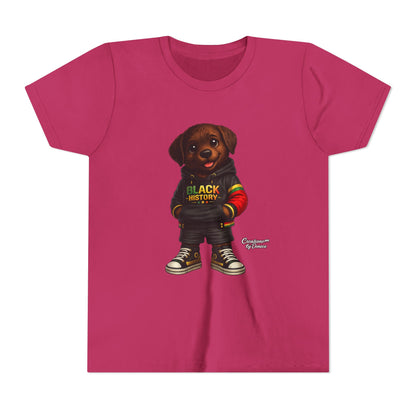 Youth Tee — Cute Puppy 'Black History' Graphic Shirt