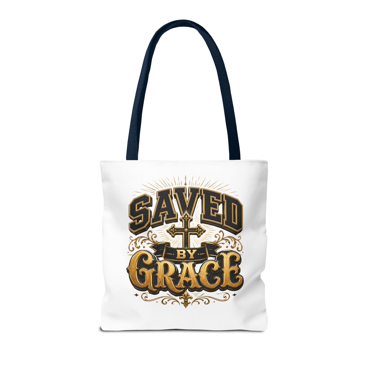 Saved by Grace Tote Bag – Christian Cross Inspirational Canvas Tote
