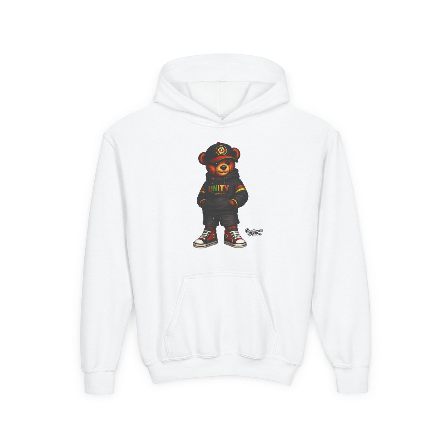 Youth Hoodie — Cool Streetwear Bear Graphic “UNITY”