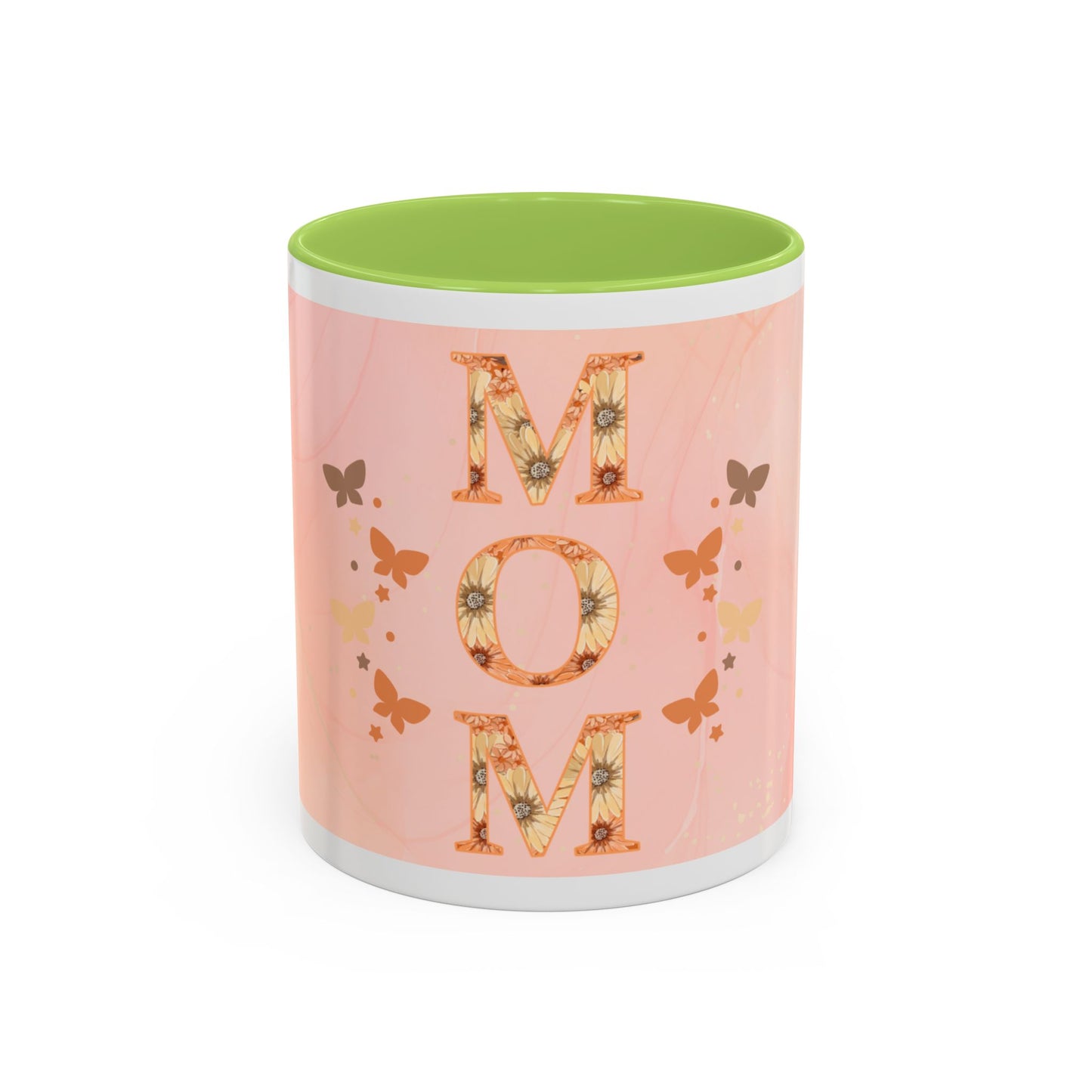 Mom Floral Accent Coffee Mug – Pink Butterfly Mother's Day Gift (11/15oz)