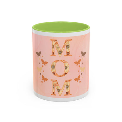 Mom Floral Accent Coffee Mug – Pink Butterfly Mother's Day Gift (11/15oz)