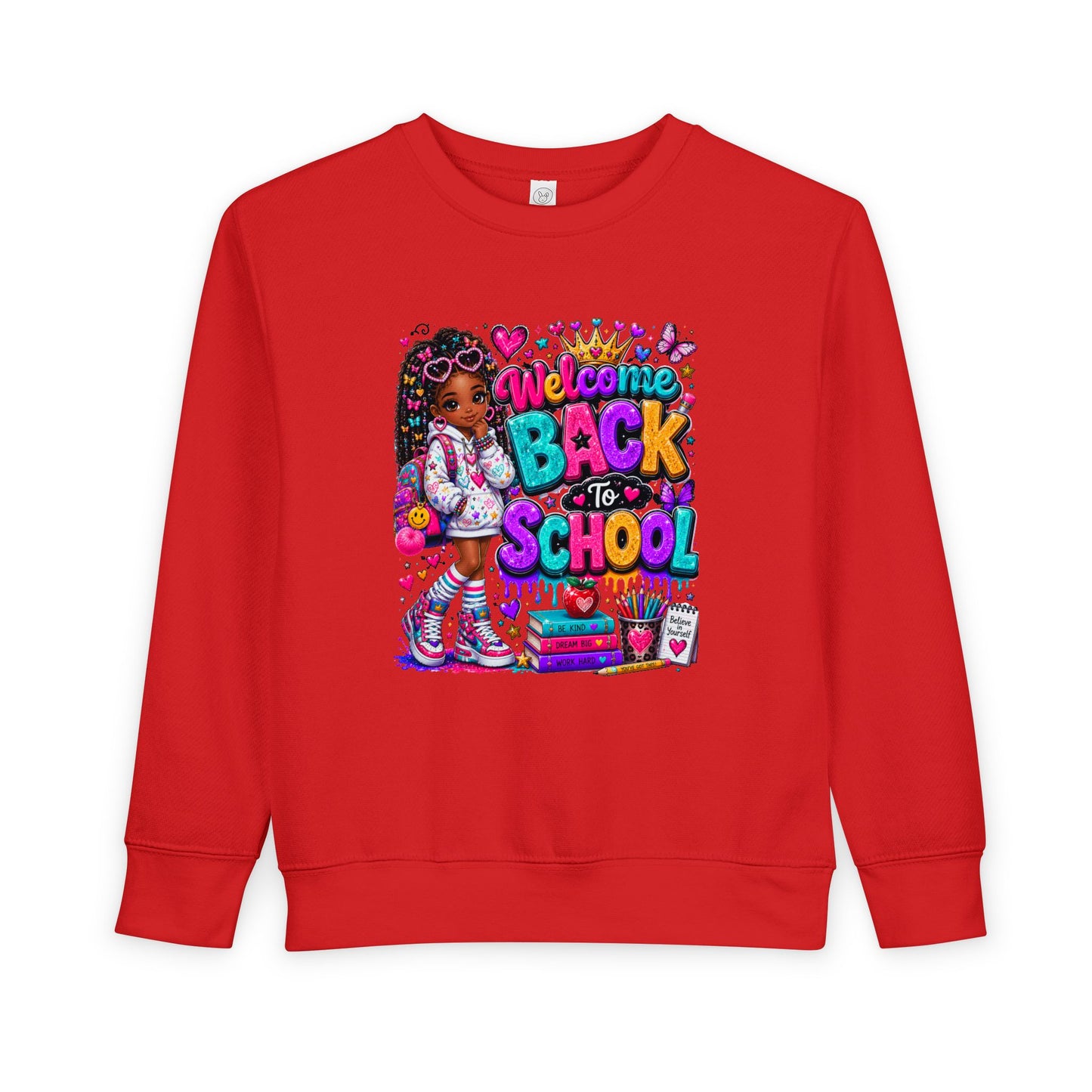 Welcome Back to School Toddler Sweatshirt — Cute African American Girl School Outfit