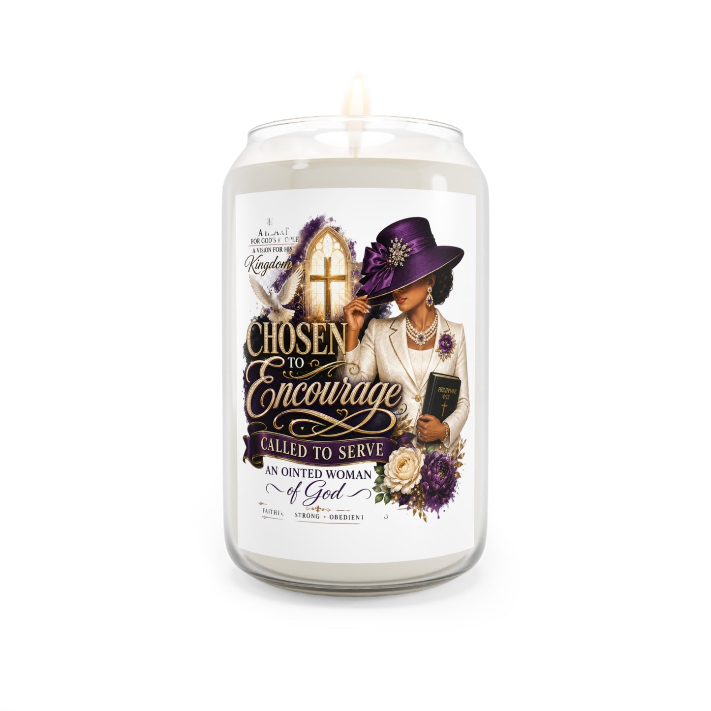 Scented Soy Candle — "Chosen to Encourage" Inspirational Church Gift (13.75 oz)