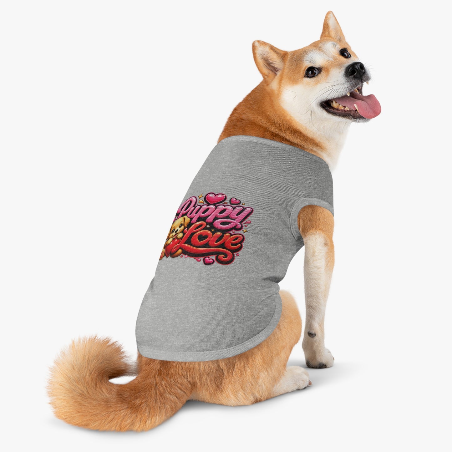 Puppy Love Pet Tank Top — Cute Puppy Heart Graphic Dog Shirt