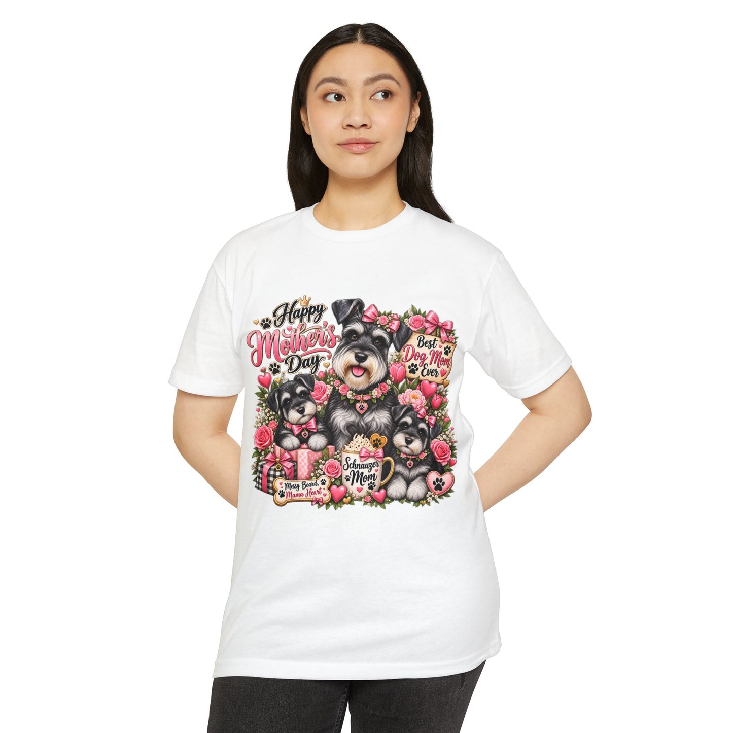 Mother's Day Schnauzer T-Shirt — "Happy Mother's Day" Dog Mom Tee
