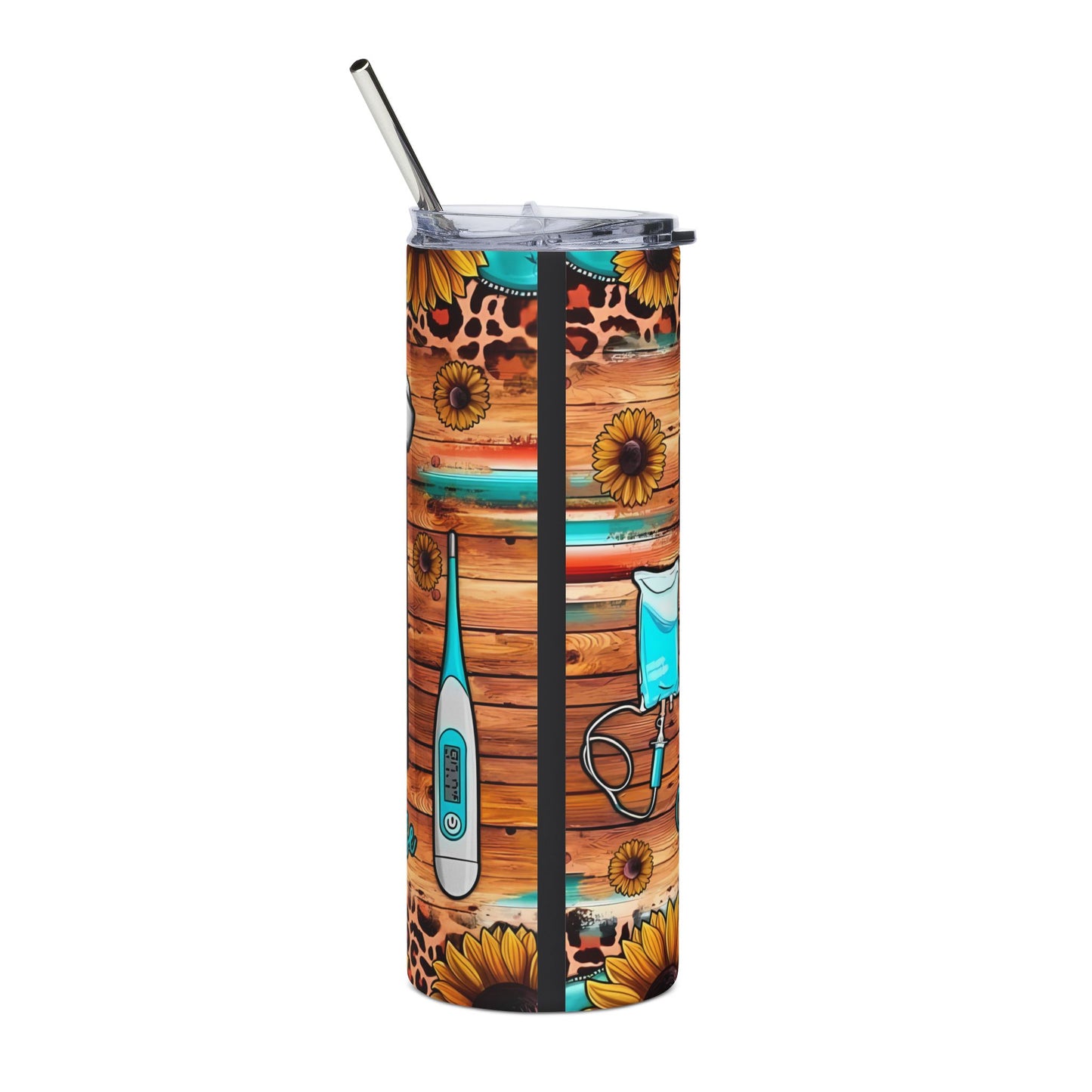 Leopard Nursing Tumbler 20oz — Registered Nurse Sunflower Stainless Steel Cup