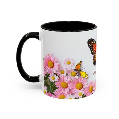 Mother's Day Butterfly Coffee Mug — "Happy Mother's Day" Floral 11/15oz Accent Mug