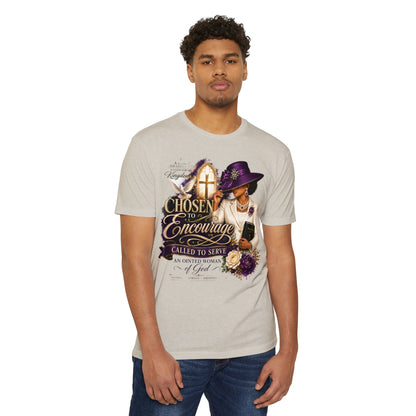 Chosen to Encourage Christian T-Shirt — 'Called to Serve' Purple Church Hat Design