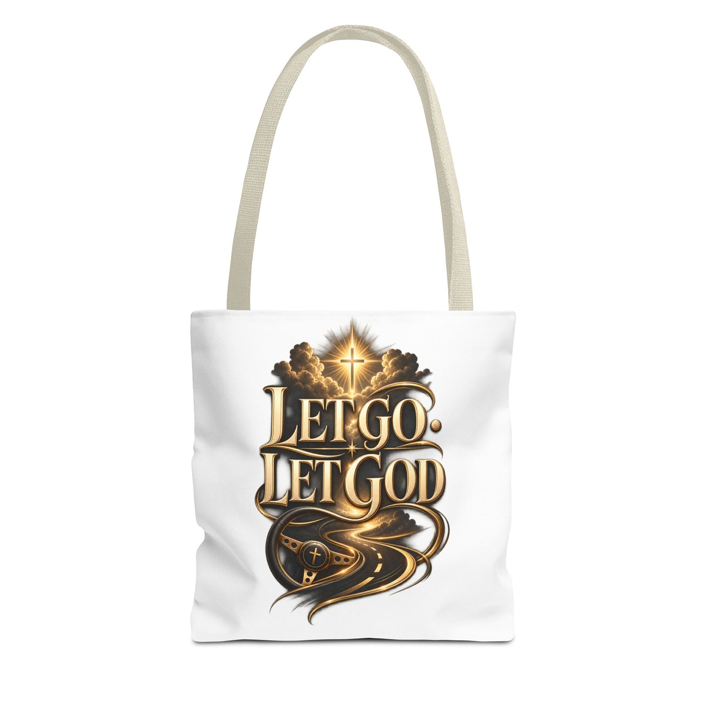 Let Go Let God Inspirational Tote Bag — Christian Faith Prayer Gift