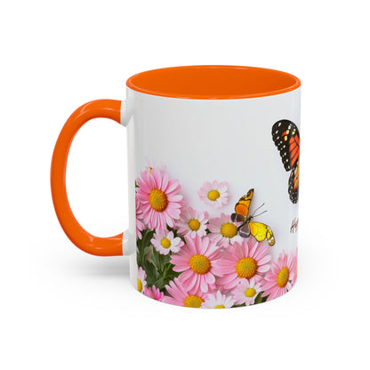 Mother's Day Butterfly Coffee Mug — "Happy Mother's Day" Floral 11/15oz Accent Mug