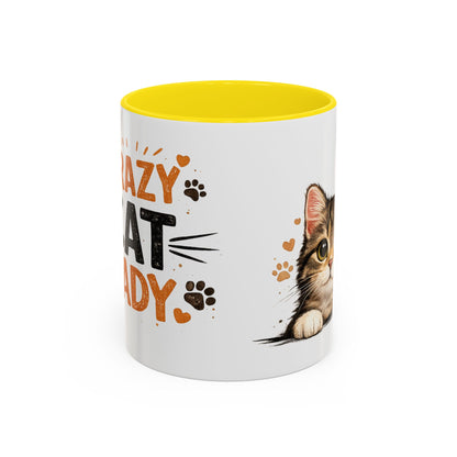 Cat Mug — "Crazy Cat Lady" Cute Kitten Accent Coffee Mug (11/15 oz)