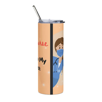 Nurse Appreciation 20oz Stainless Tumbler — Cute Nurse Graphic with Stethoscope & Mask