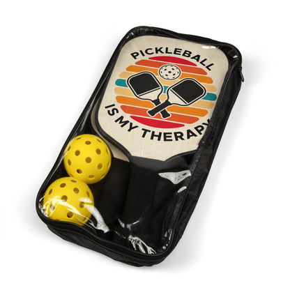 Pickleball Paddle Set — "Pickleball Is My Therapy" Retro Design