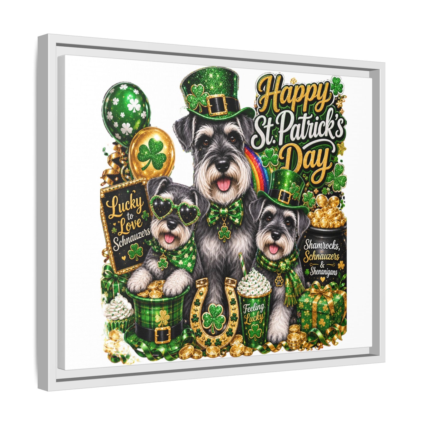Happy St. Patrick's Day Schnauzer Canvas Print