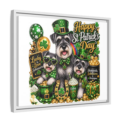 Happy St. Patrick's Day Schnauzer Canvas Print
