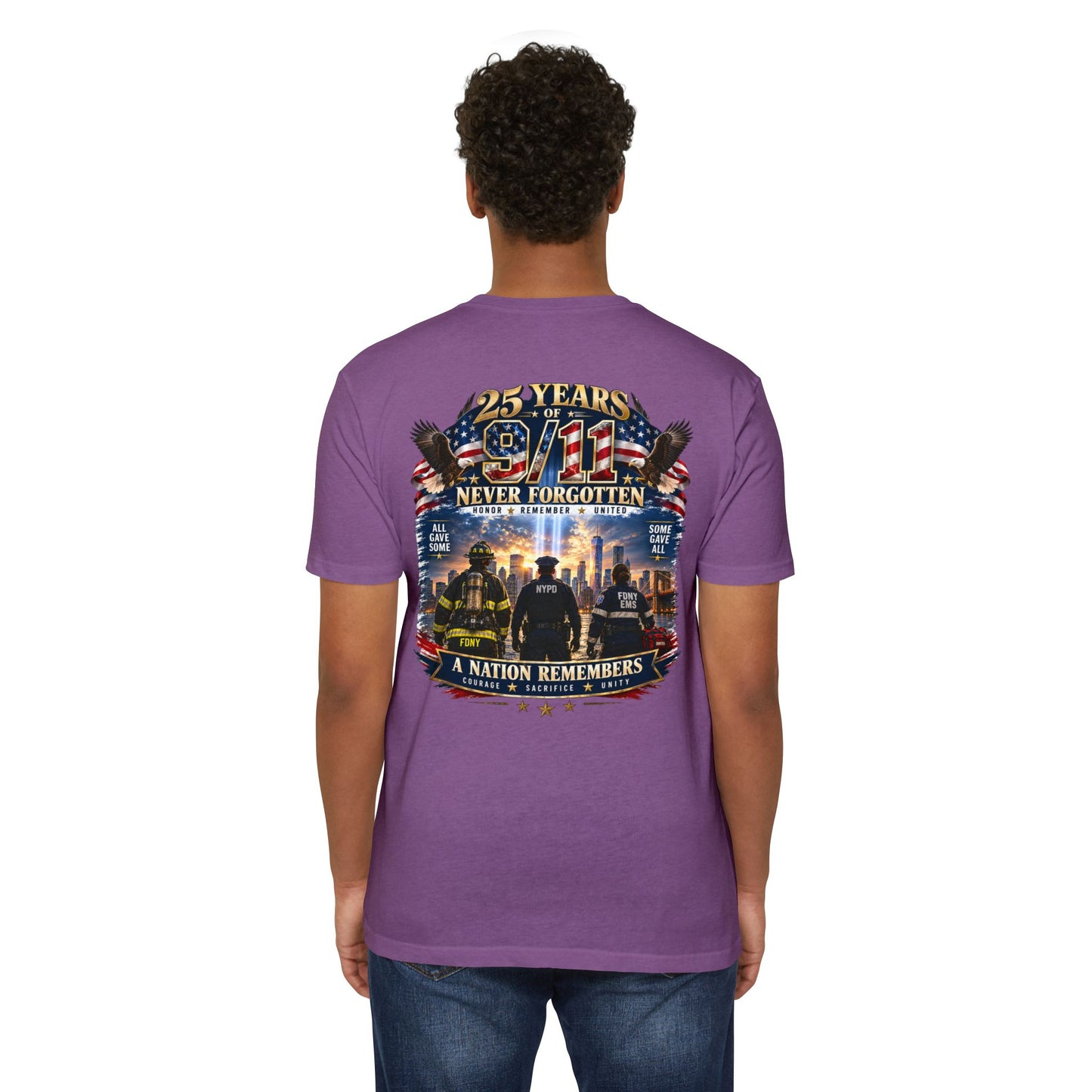 9/11 Never Forgotten T-Shirt — 25 Years Tribute Memorial Tee