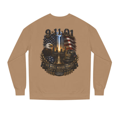 9/11 Remembrance Crewneck Sweatshirt — We Will Never Forget Memorial Tee