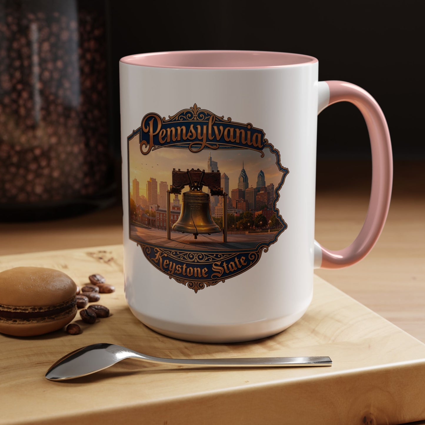 Pennsylvania Keystone State Coffee Mug — Liberty Bell & Philadelphia Skyline Accent Mug (11/15oz)