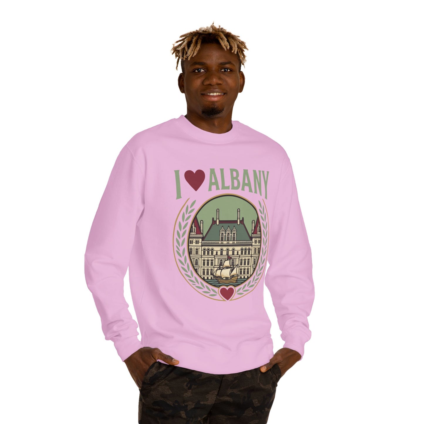 Albany Heart Crewneck Sweatshirt — I  Albany City Landmark Design
