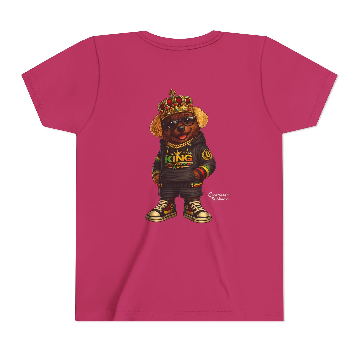 Youth Tee — 'Lil King' Crowned Bear Graphic Shirt