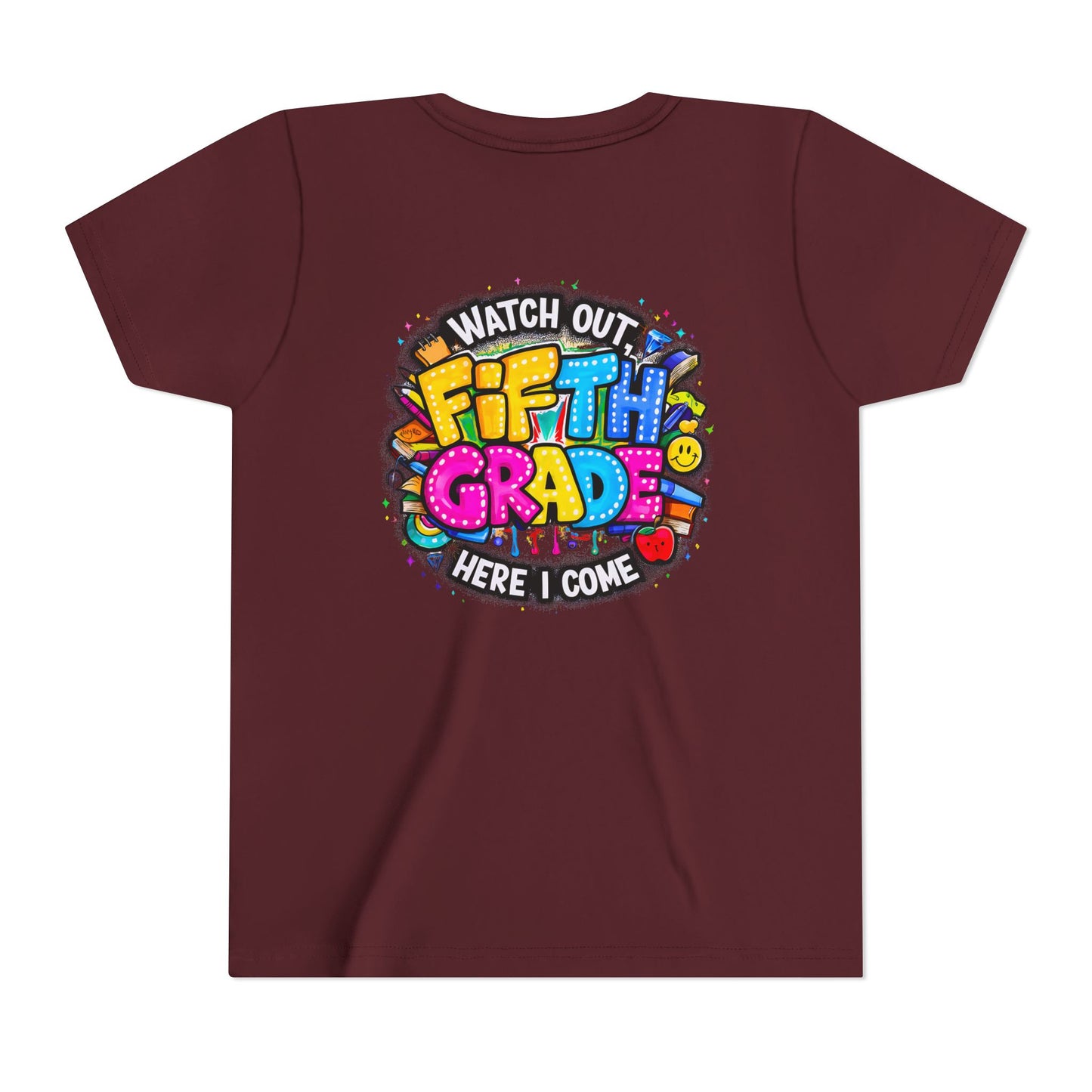 Fifth Grade T‑Shirt for Kids - "Watch Out Fifth Grade Here I Come" Back-to-School Tee
