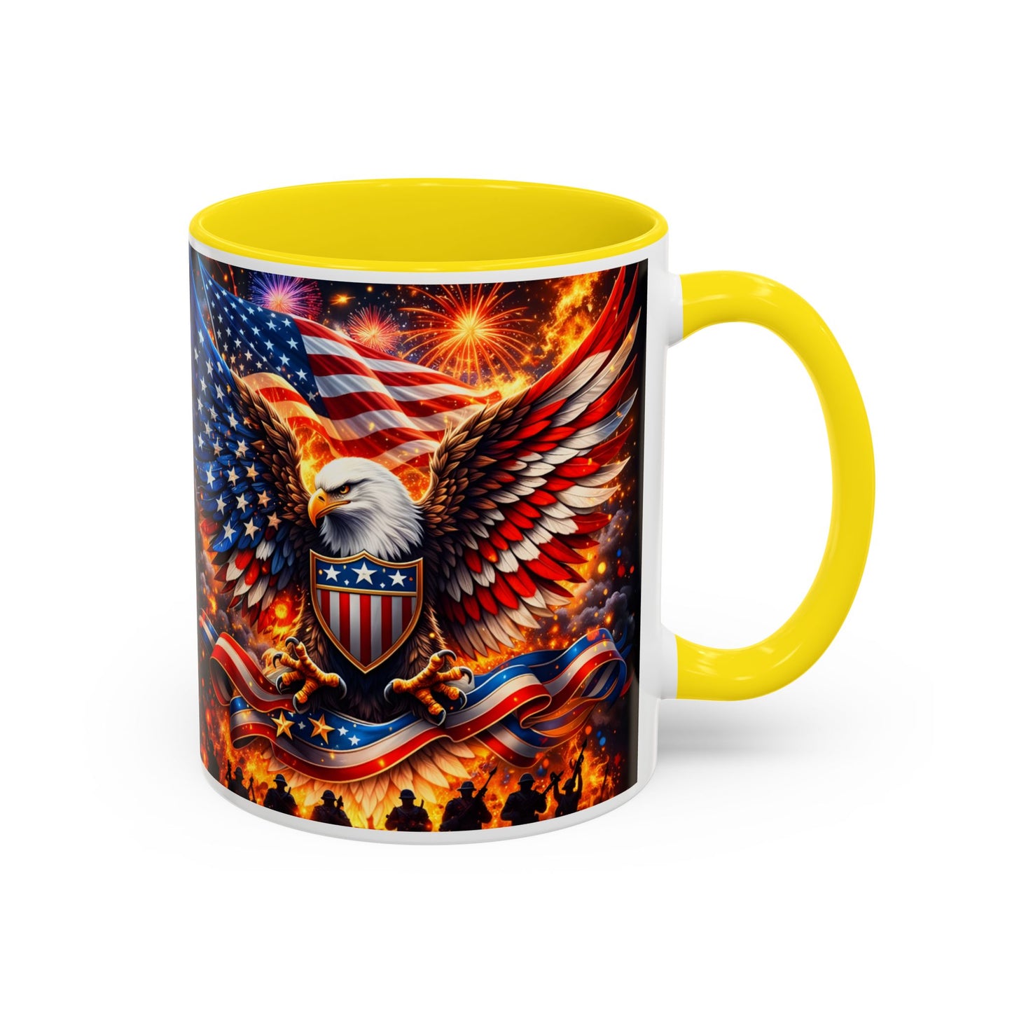 Patriotic Eagle Coffee Mug — American Flag Bald Eagle Accent Mug (11/15oz)