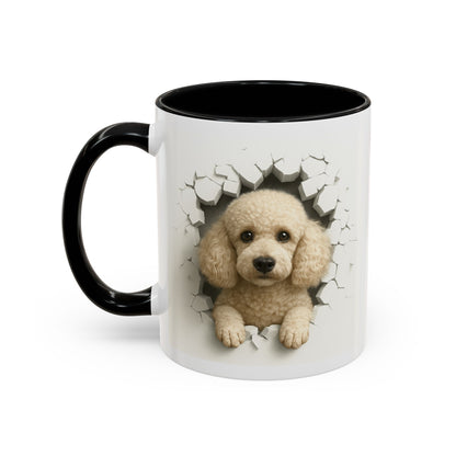Poodle Peeking Accent Coffee Mug – Cute Dog Lover Gift (11/15oz)