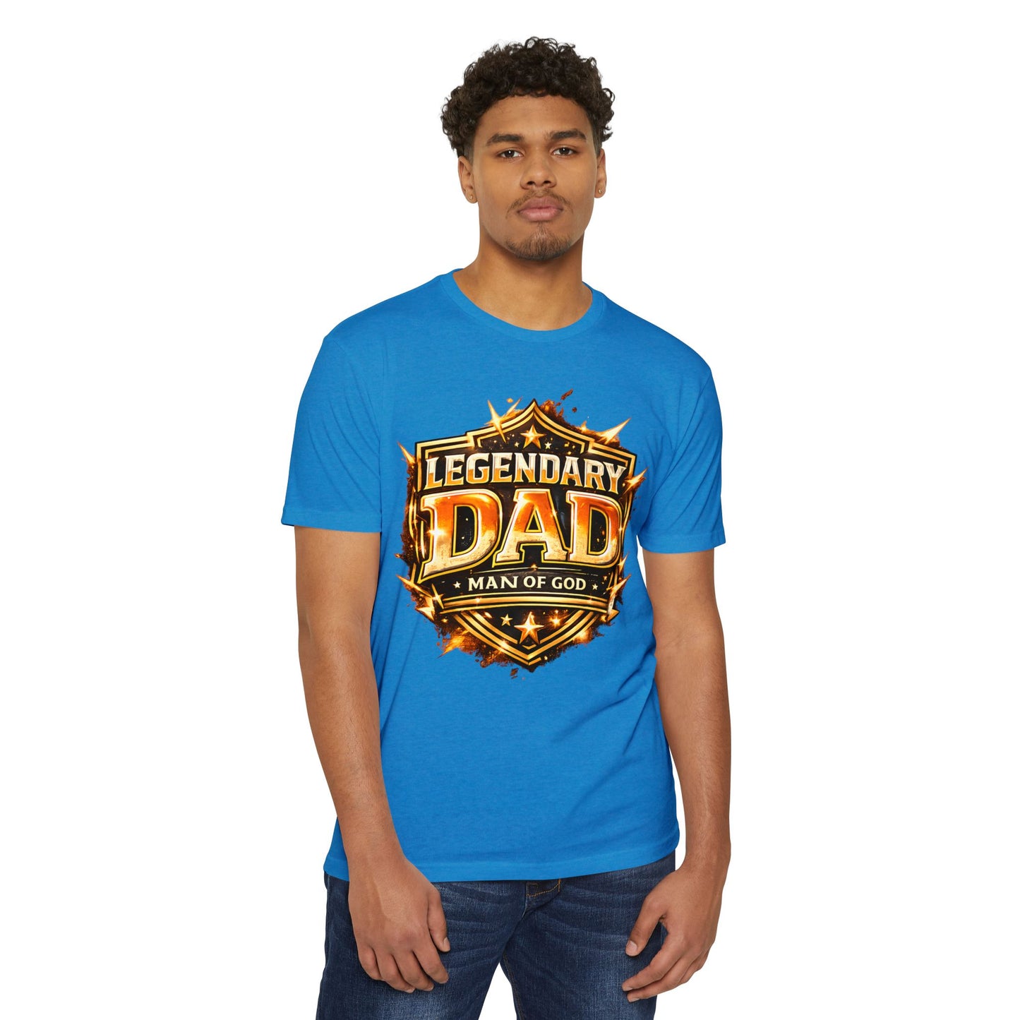 Legendary Dad T-Shirt – "Man of God" Shield Design
