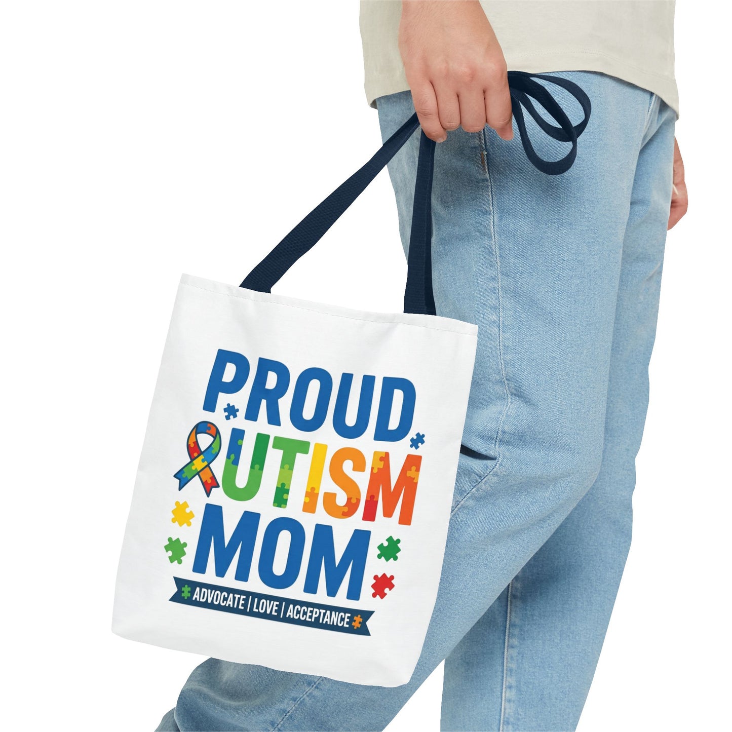 Proud Autism Mom Tote Bag — Advocate • Love • Acceptance Canvas Tote