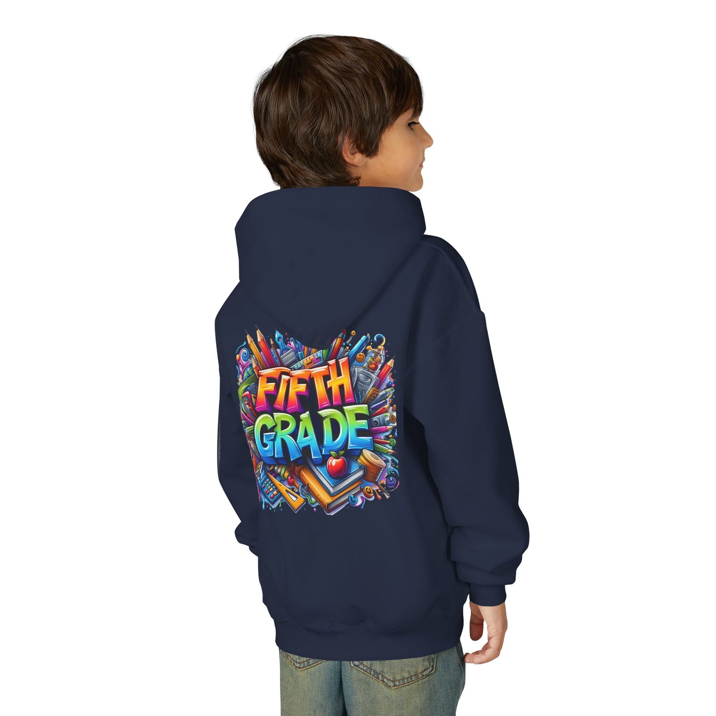Fifth Grade Kids Hoodie - Colorful School Supplies Back-to-School Sweatshirt