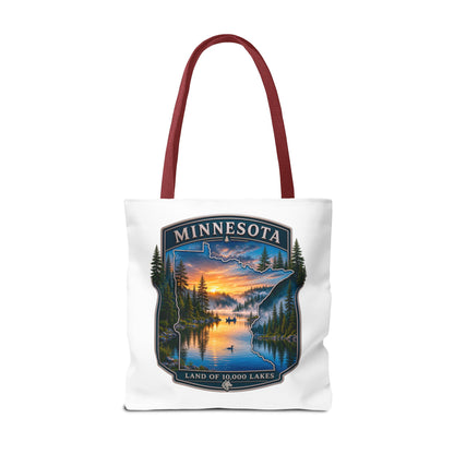 Minnesota Scenic Tote Bag — 'Land of 10,000 Lakes' Sunset Lake Design