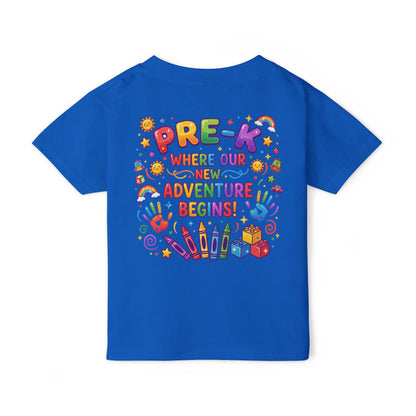 Toddler T‑Shirt — "Pre-K: Where Our New Adventure Begins!" Colorful Back-to-School Tee