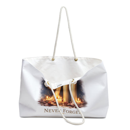 9/11 Never Forget Weekender Bag — Memorial Candle Tribute Travel Tote