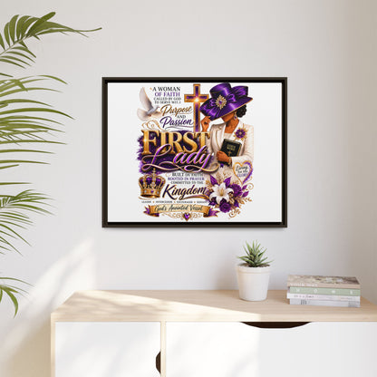 First Lady Faith Wall Art — Framed Matte Canvas (Purple & Gold)