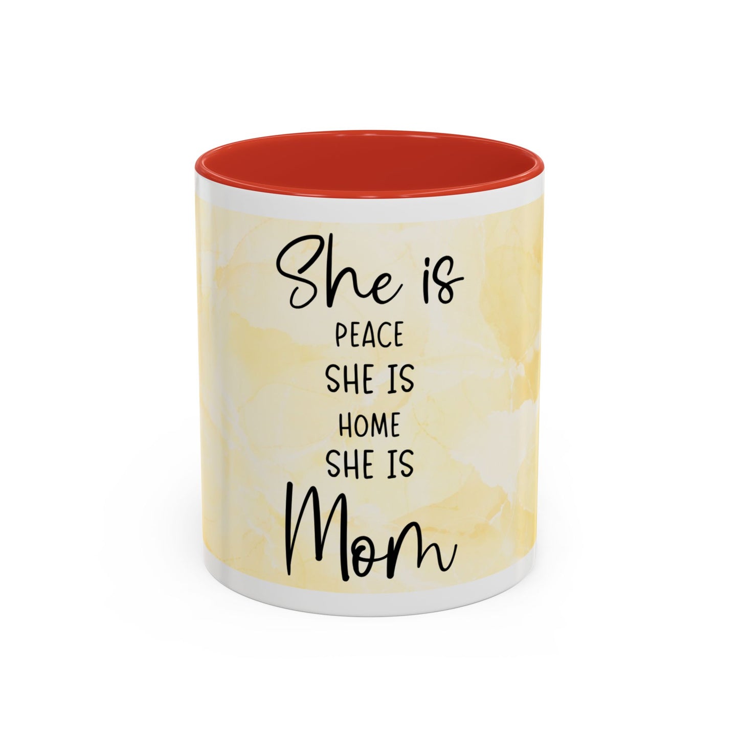 She Is Mom Floral Accent Coffee Mug — 'She is Peace, She is Home' Mother's Day Gift