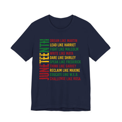 Juneteenth Tribute T-Shirt — “Dream Like Martin, Lead Like Harriet” Inspirational Black History Tee
