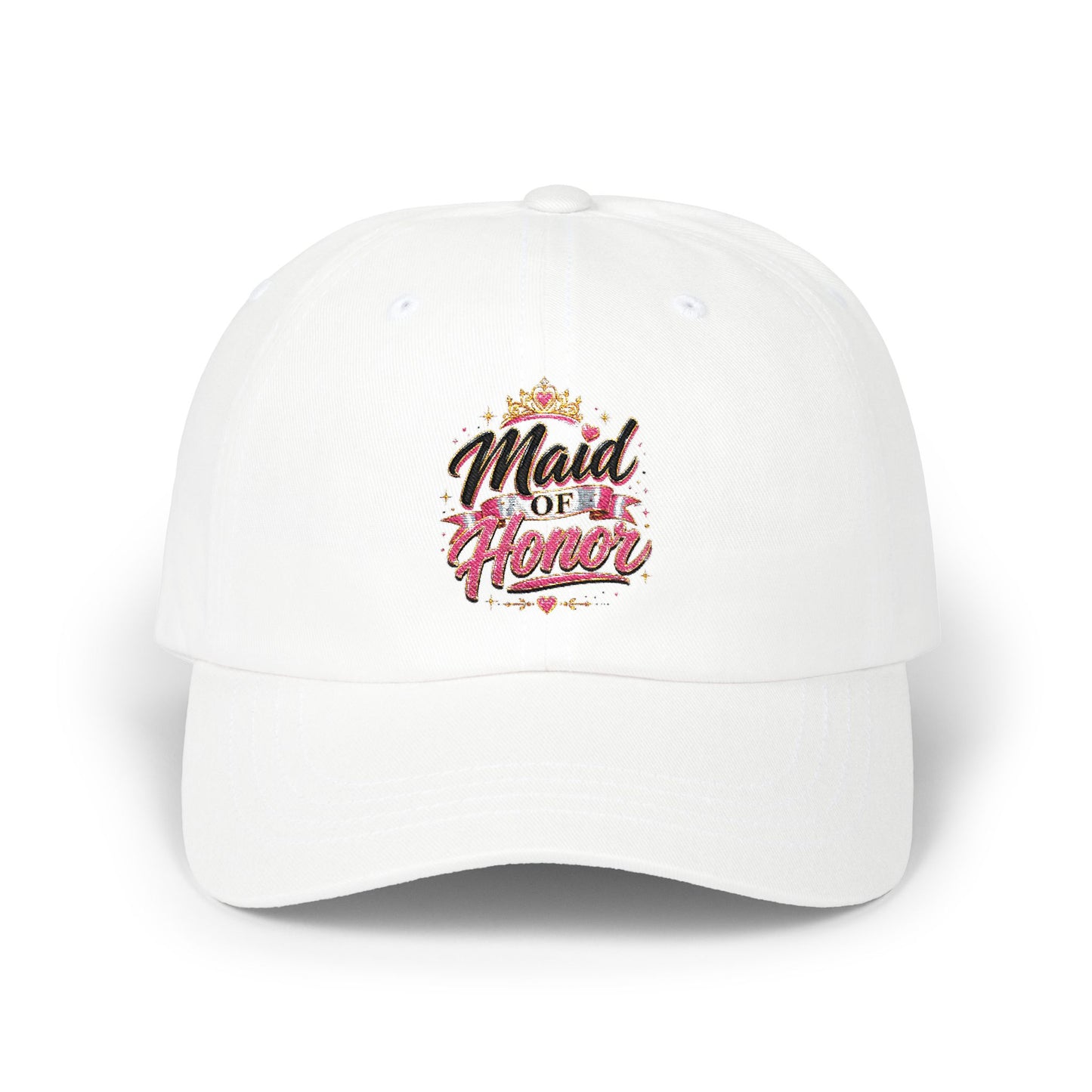 Maid of Honor Dad Cap — Floral Script Bridal Party Baseball Hat