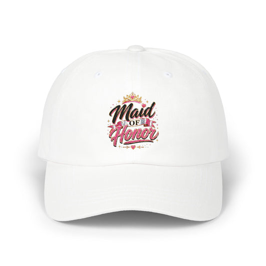 Maid of Honor Dad Cap — Floral Script Bridal Party Baseball Hat