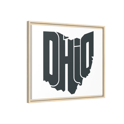Ohio State Shape Matte Canvas Wall Art — Framed Modern State Typography Print