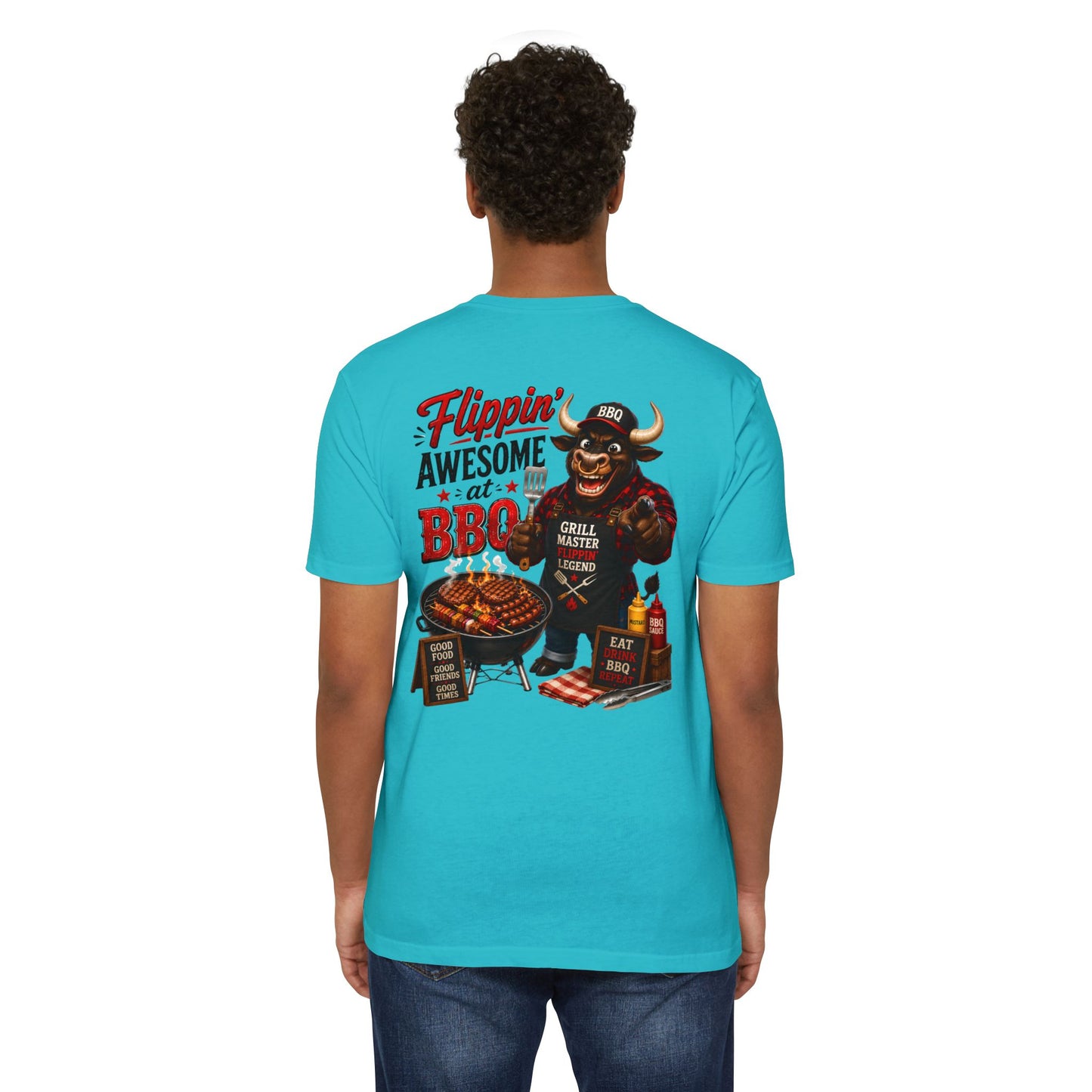 Flippin' Awesome at BBQ T-Shirt — Grill Master Bull Graphic Tee