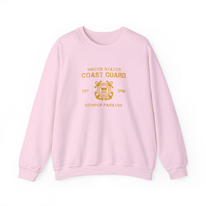 Coast Guard Crest Crewneck Sweatshirt — "Semper Paratus" Military Pullover