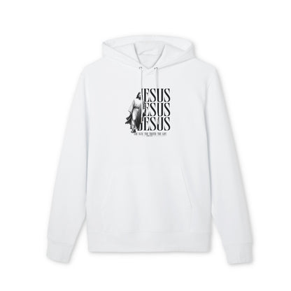 Jesus Repeated Graphic Hoodie — "The Way, The Truth, The Life" Religious Pullover