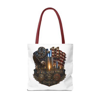 9/11 Memorial Tote Bag — "We Will Never Forget" Patriotic Tribute