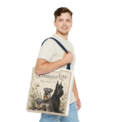 Schnauzer Love Tote Bag — Illustrated Dog Portraits, Miniature Standard Giant