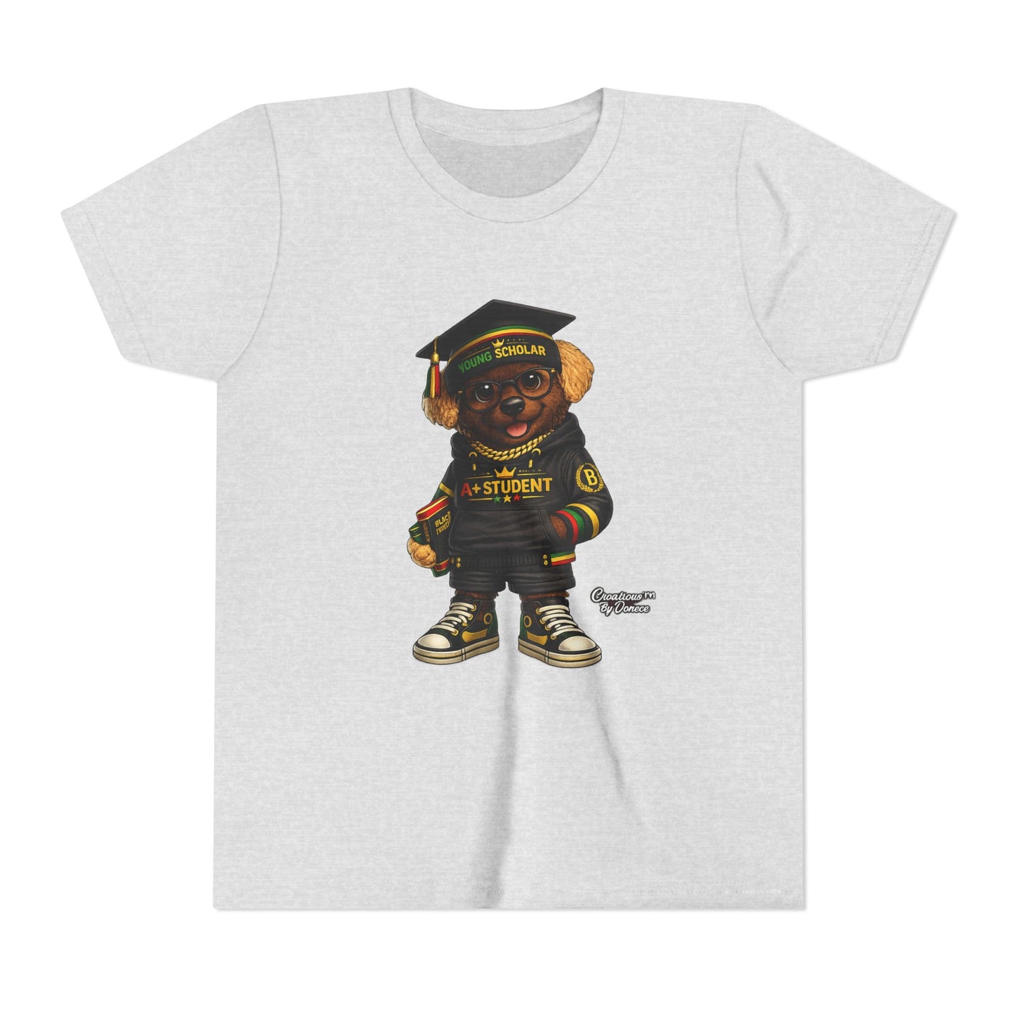 Youth Tee — Scholar Student Bear Graduation Graphic
