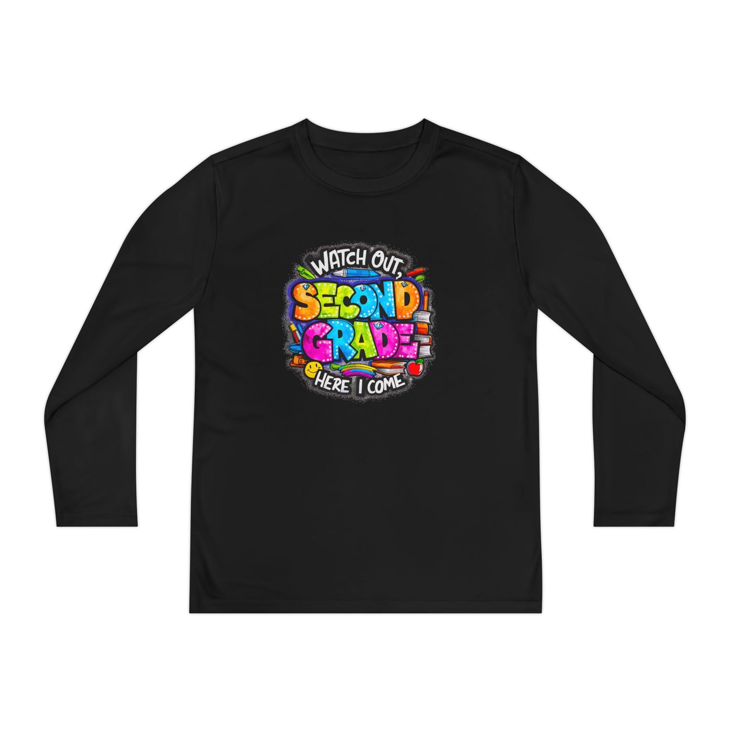 Second Grade Long Sleeve Tee — "Watch Out Second Grade Here I Come" Youth Shirt