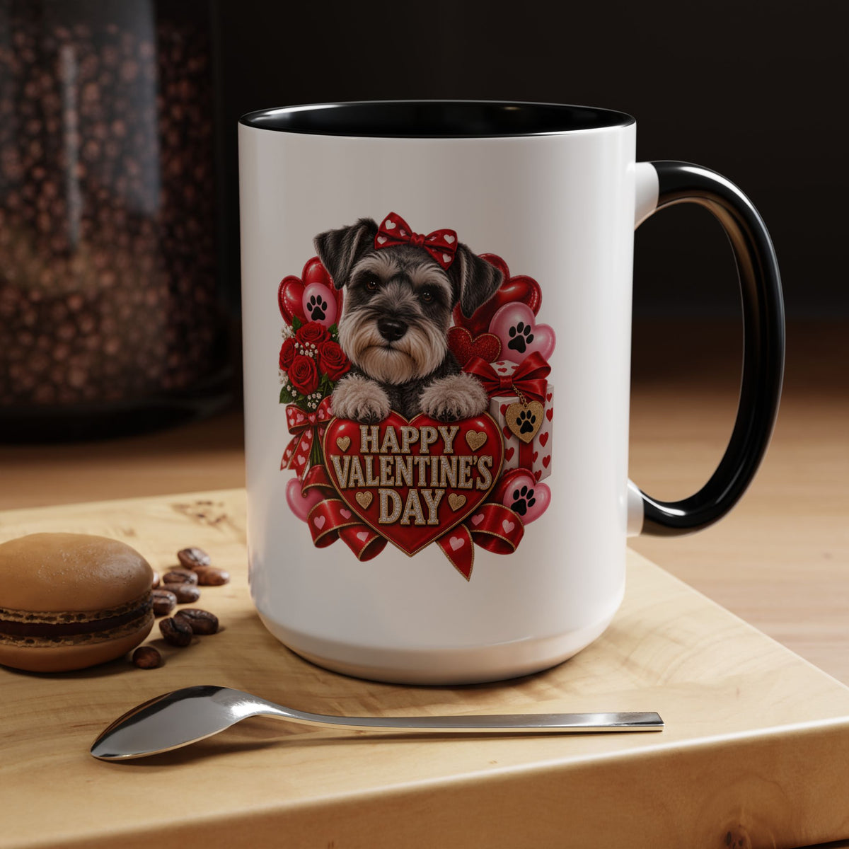 Valentine’s Day Dog Coffee Mug — "Happy Valentine’s Day" Accent Mug