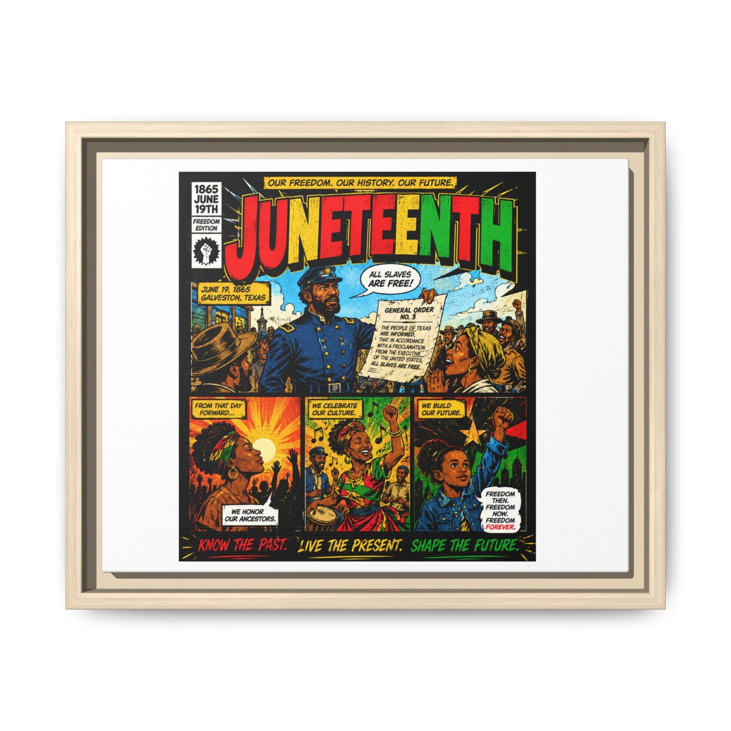 Juneteenth Comic Art Canvas - Framed Matte Wall Decor