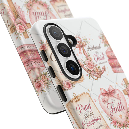 Faith Floral Phone Case – Christian Inspirational Scripture iPhone Cover (Choose Joy, Pray, Faith)