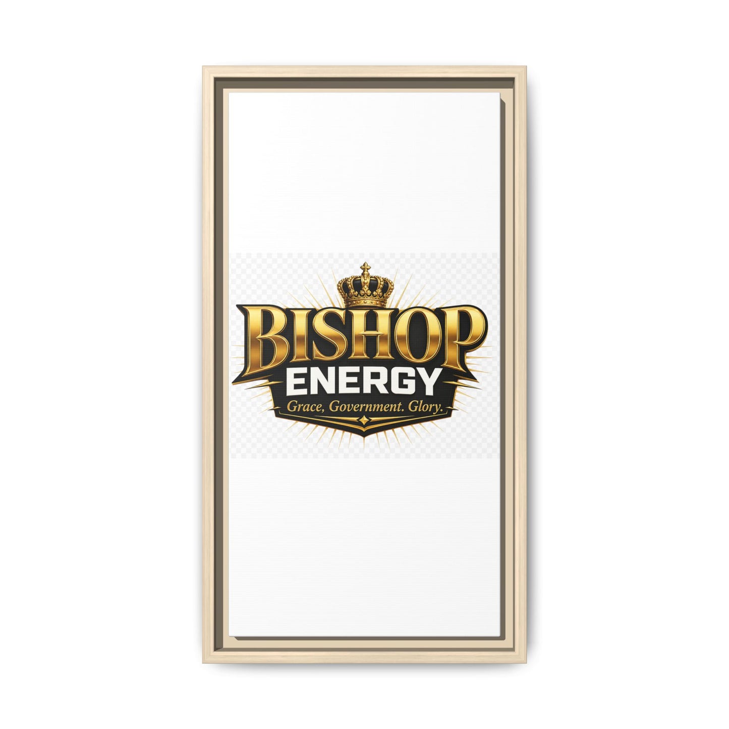 Framed Canvas Art - "Bishop Energy" Gold Crown Logo (Matte)